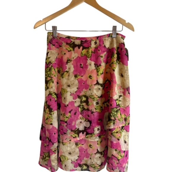 Jaclyn Smith Dresses & Skirts - Jaclyn Smith Sz Small Pink Chiffon Pastel Y2K Floral Flirty Summer Skirt
